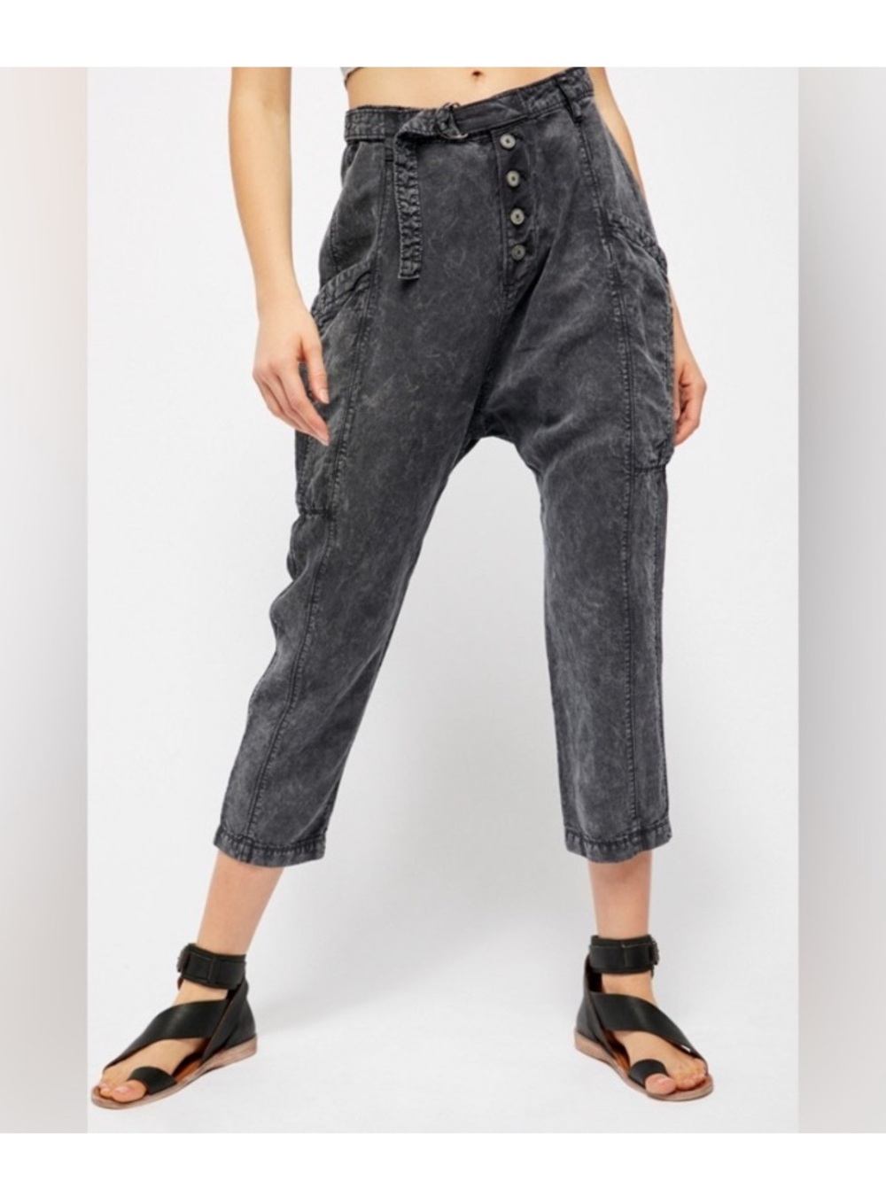 Free people harem pant button and buckle
